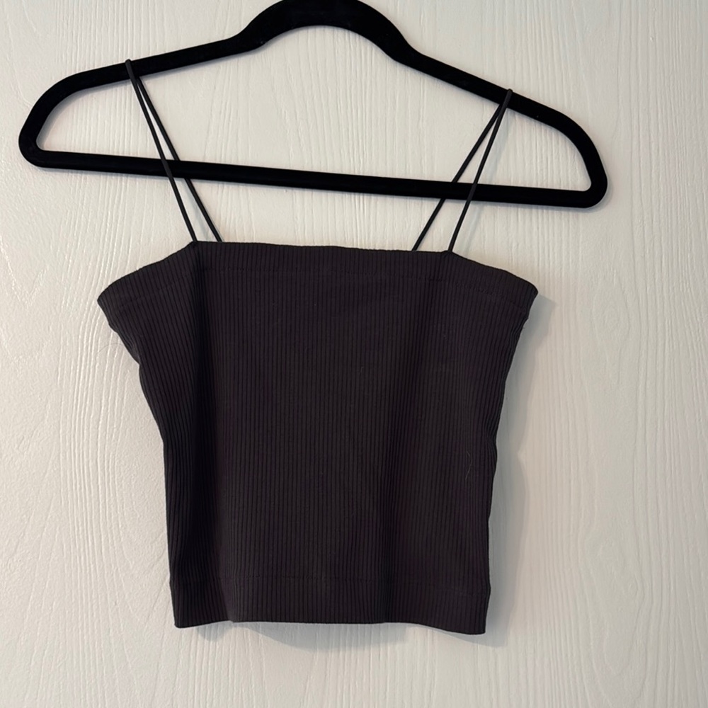 American Eagle Outfitters Black Fitted Crop Camisole
